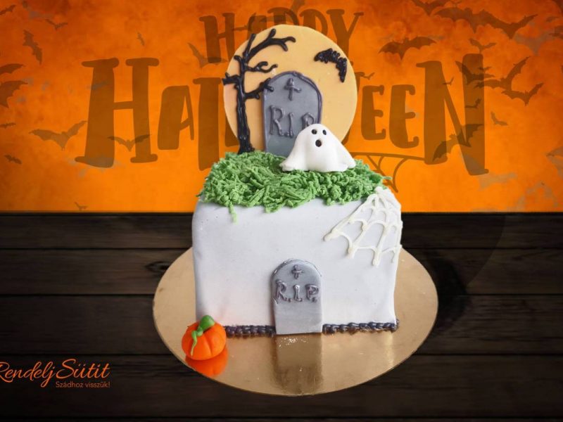 Halloween RIP szellem torta 10 szeletes formatorta - Rendeljsutit.hu