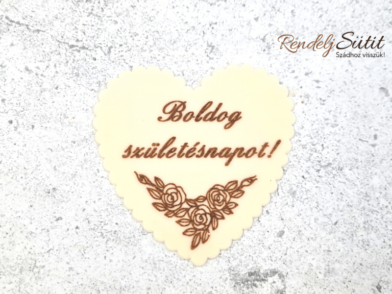 Boldog születésnapot szív alakú tábla virágos